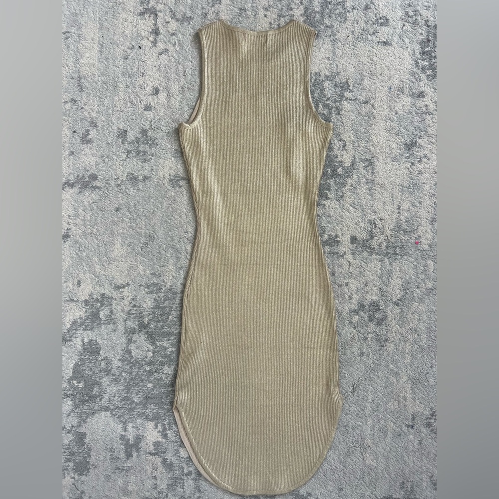 Metallic Ribbed Knit Bodycon Dress - Picture 2 of 4